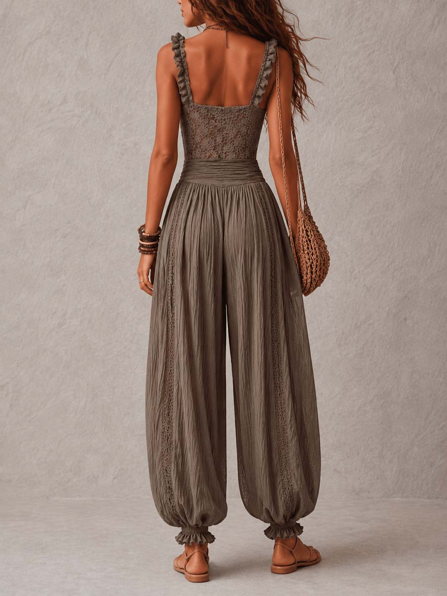 Marisol | Lace-Trimmed Harem Pant Set