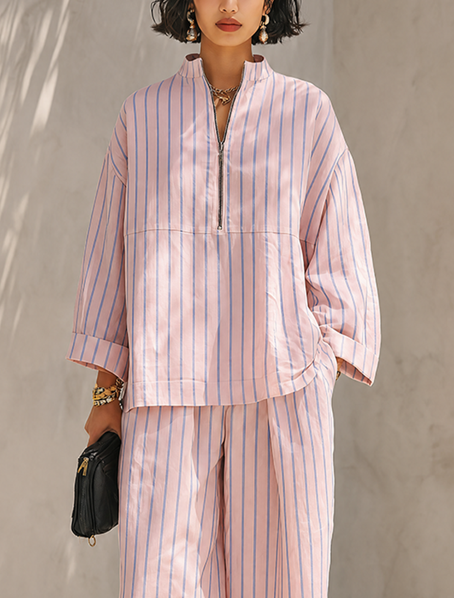 Mallory | Striped Wide-Leg Two-Piece Set