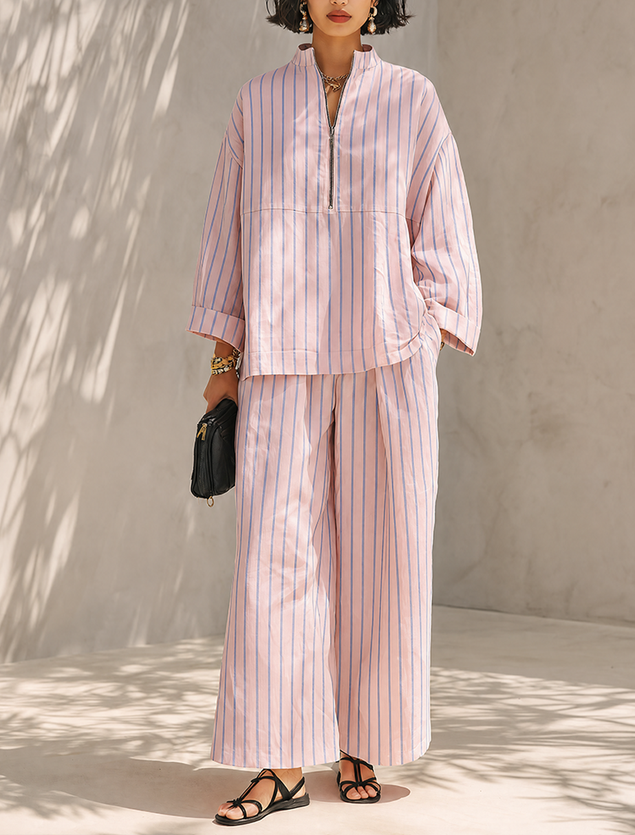 Mallory | Striped Wide-Leg Two-Piece Set