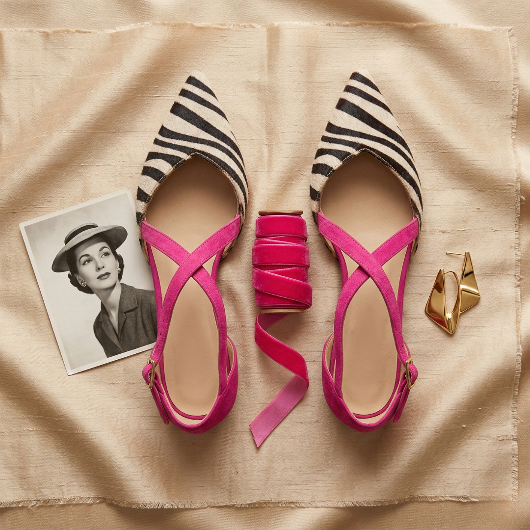 Fern | Strappy Zebra-Print Ballet Flats