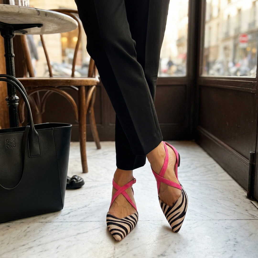 Fern | Strappy Zebra-Print Ballet Flats