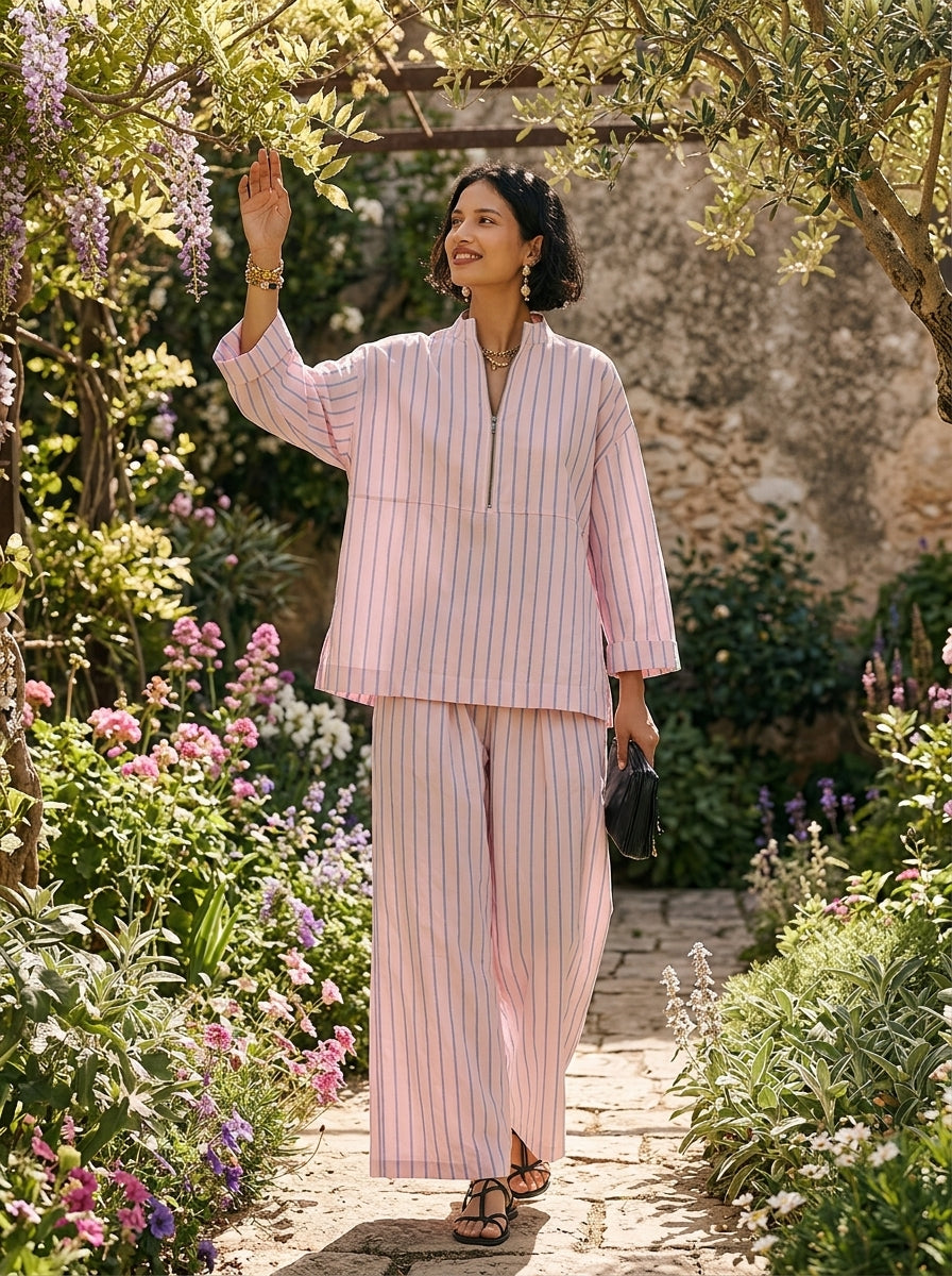 Mallory | Striped Wide-Leg Two-Piece Set