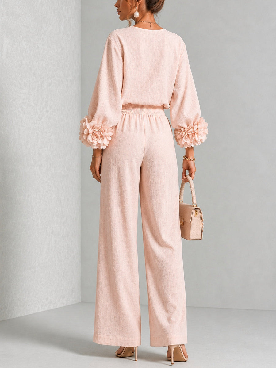 Kalina | Floral-Cuff Wide-Leg Set