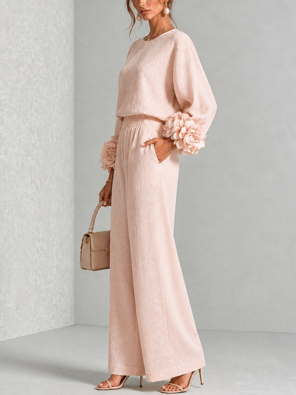 Kalina | Floral-Cuff Wide-Leg Set