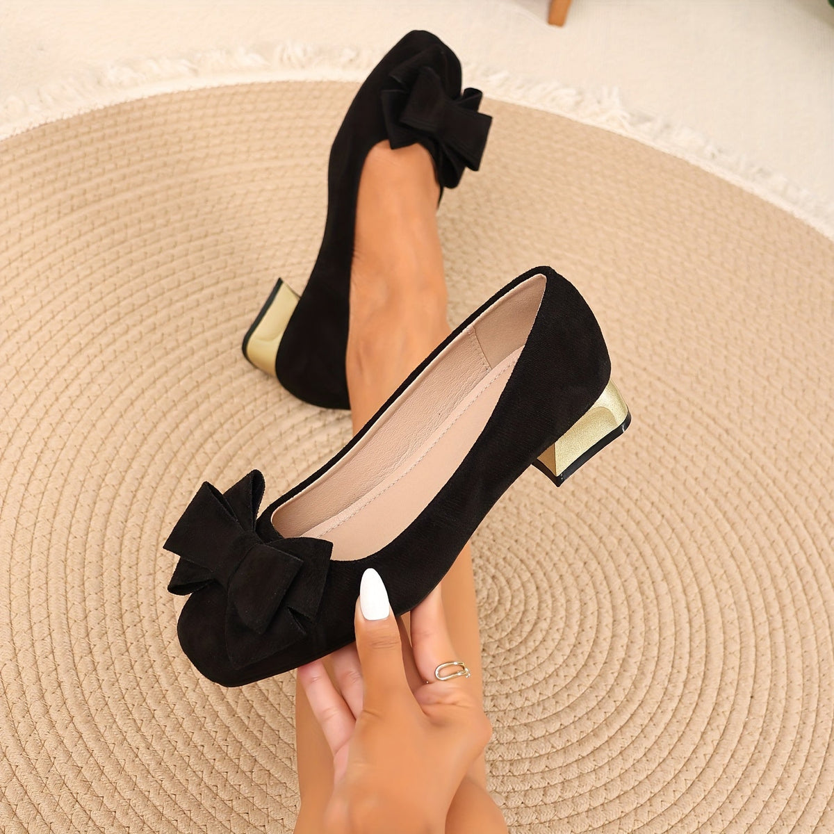 Gloria | Bow Block Heel Pumps