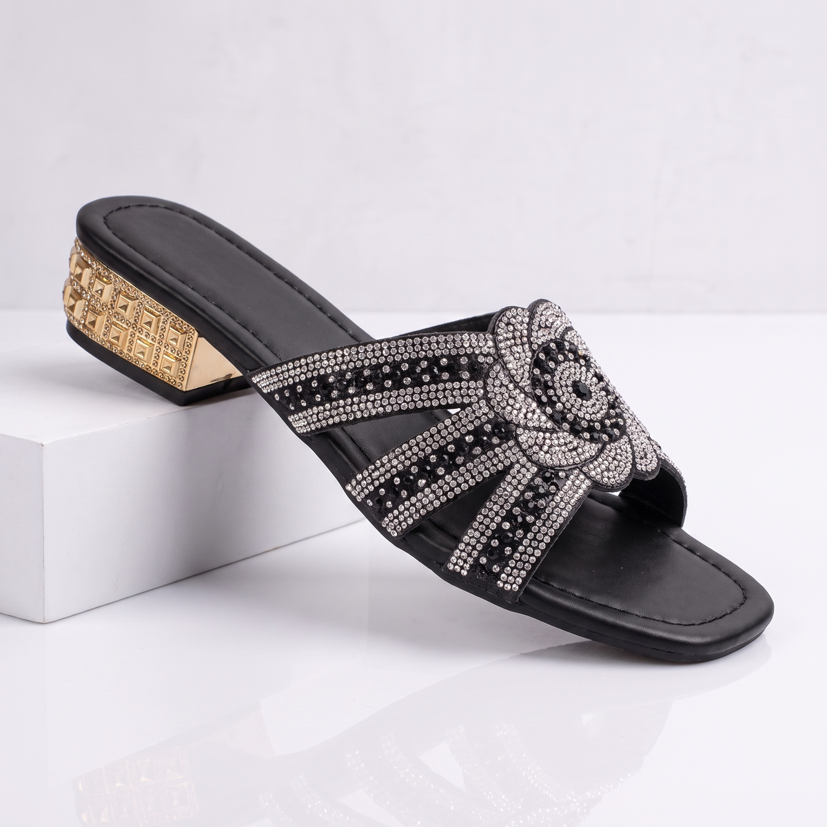 Rosette | Crystal-Embellished Low-Heel Slides