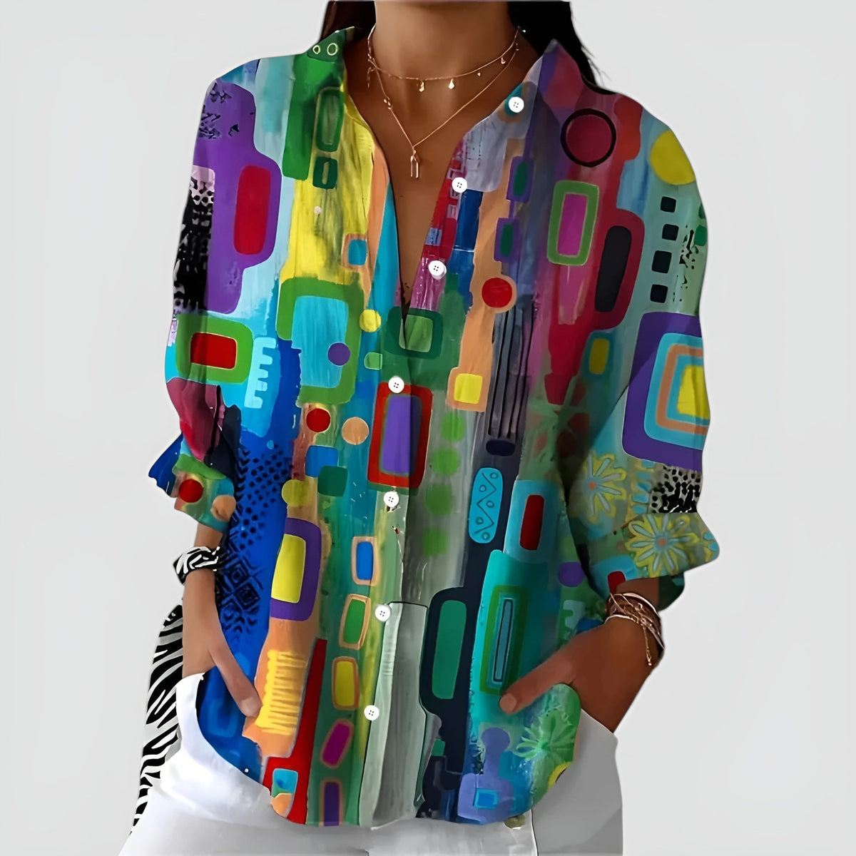 Ava™ blouse with geometric pattern